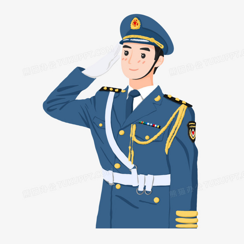 手绘卡通男军人空军免抠元素