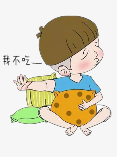 本作品全称为《彩色卡通风不吃饭的小孩创意元素》,在整个配色上使用