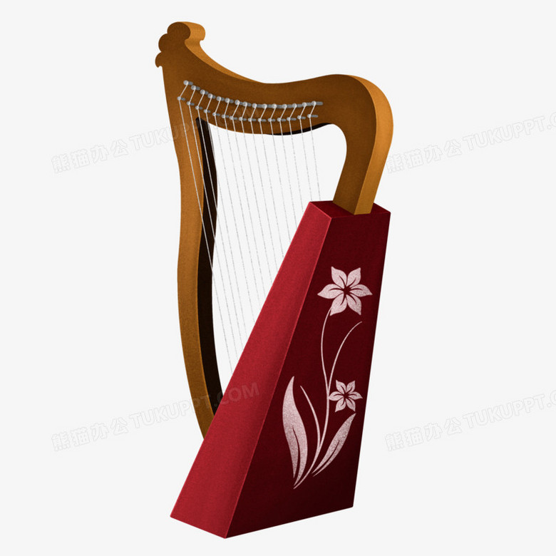 手绘插画风箜篌免抠元素
