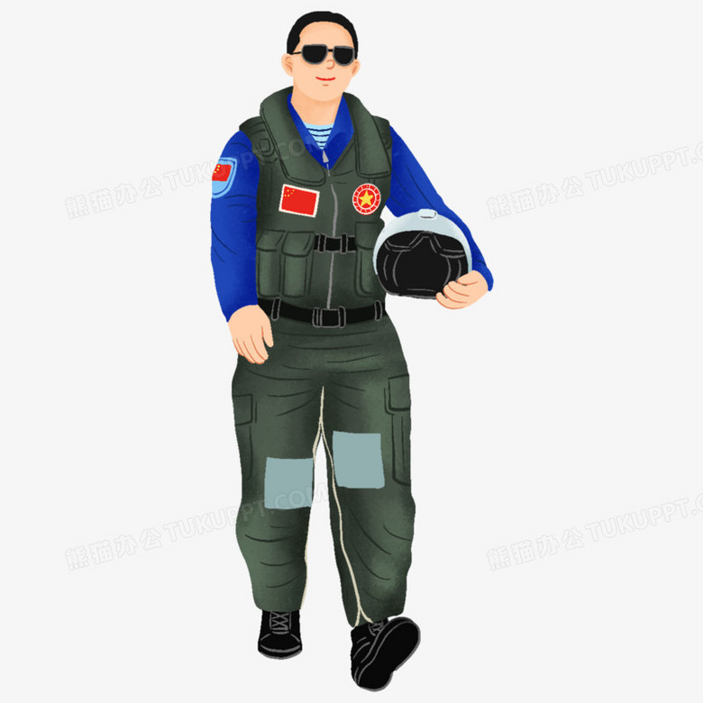 手绘卡通男飞行员免抠元素PNG图片素材下载_卡通PNG_熊猫办公