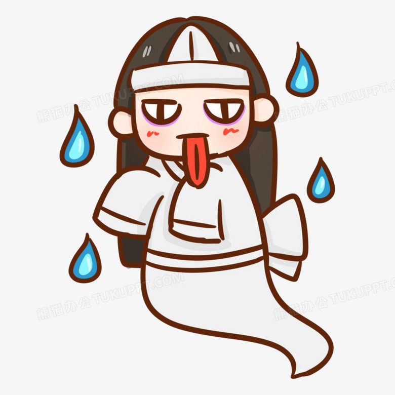 卡通手绘q版女鬼元素