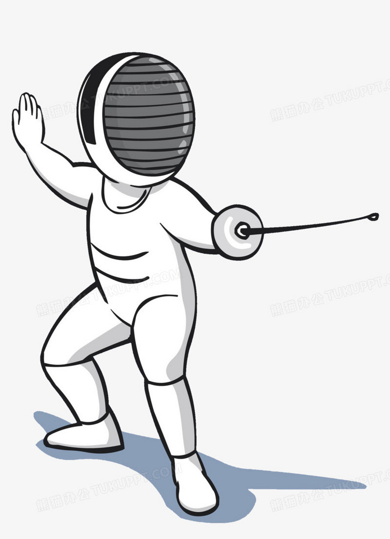 本作品全称为《黑色简约风运动项目正在击剑的人物元素》,在整个配色