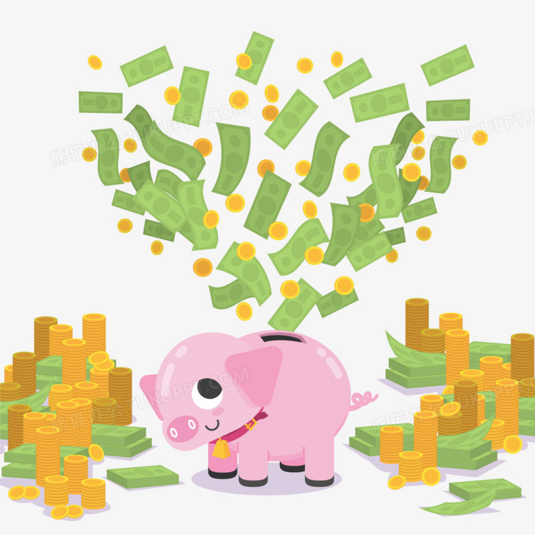 矢量堆积如山的硬币和纸币