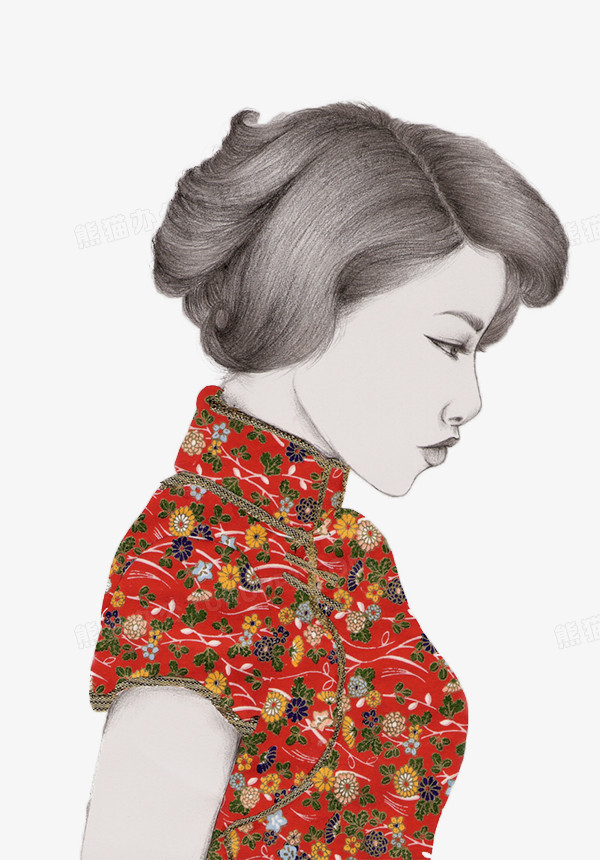 手绘女子png图片素材下载 手绘女子png 熊猫办公