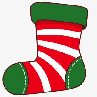 本作品全称为《红绿色卡通风一只圣诞节用的袜子元素》,在整个配色上
