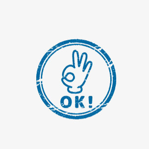 本作品全称为《蓝色简约风圆形外框ok手势图标元素》,使用 adobe