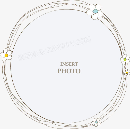 手繪白色簡約小花圓形邊框png圖片素材下載_圓形png_熊貓辦公