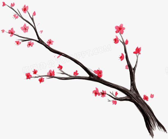 水墨桃花png图片素材下载 水墨png 熊猫办公