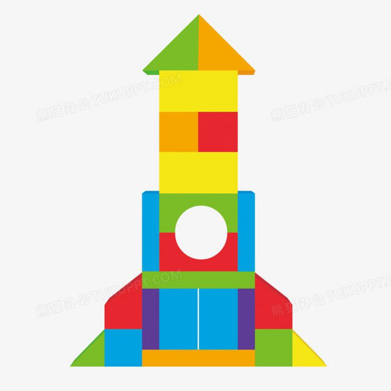 本作品全称为《卡通手绘彩色积木玩具创意元素》,使用 adobe