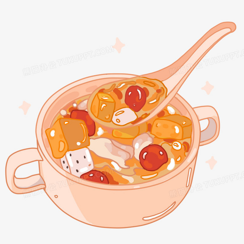 本作品全称为《卡通手绘一碗水果银耳羹元素》,使用 adobe photoshop