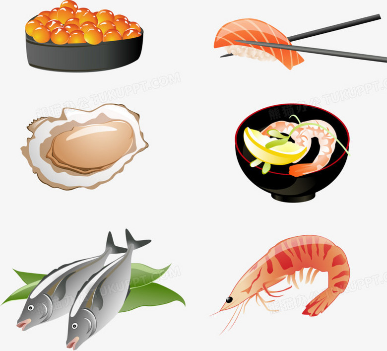 矢量三文鱼虾png图片素材下载_鱼虾png_熊猫办公