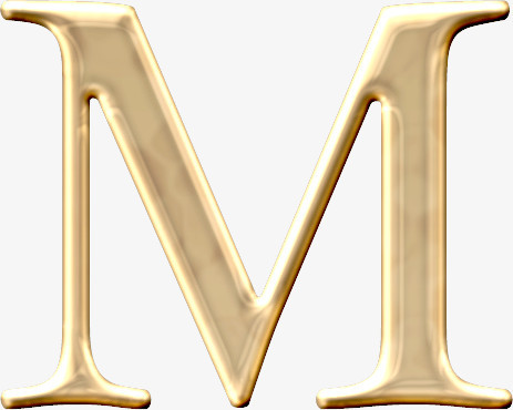 本作品全称为《金色简约风大气英文字母m创意艺术字素材》,在整个配色