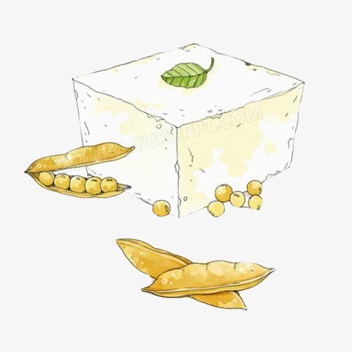 在整个配色上使用白色作为基础色调,设计了豆腐和豆子,整体呈现卡通风