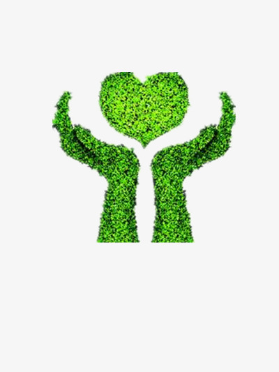 本作品全称为《绿色简约风清新环保双手捧着绿爱心元素》,在整个配色