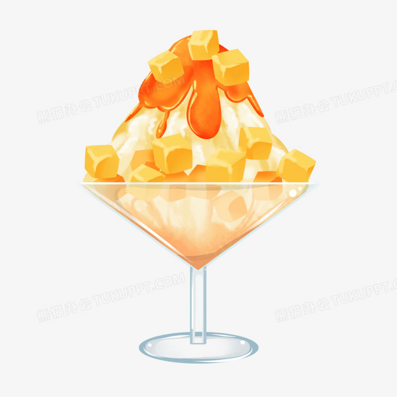 手绘卡通芒果绵绵冰免抠素材