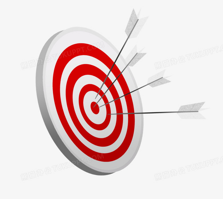 在整个配色上使用多种色彩作为基础色调,设计了箭射向靶心,整体呈现