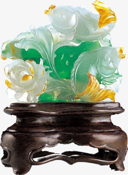 翡翠鲤鱼戏莲摆件png图片素材下载_鲤鱼png_熊猫办公