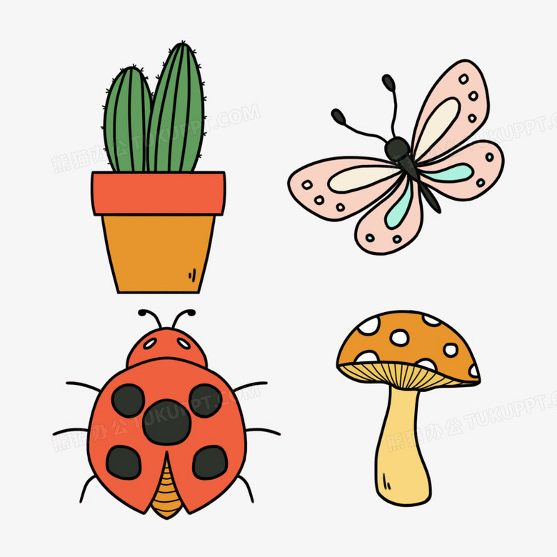 本作品全称为《卡通风蝴蝶瓢虫贴纸装饰元素》,使用 adobe photoshop