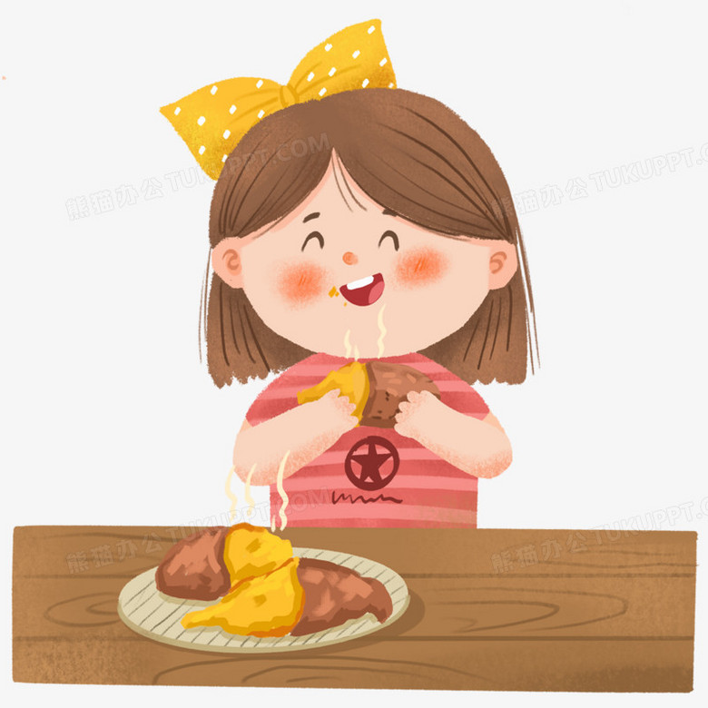 本作品全称为《卡通手绘吃地瓜的女孩元素》,使用 adobe photoshop cc