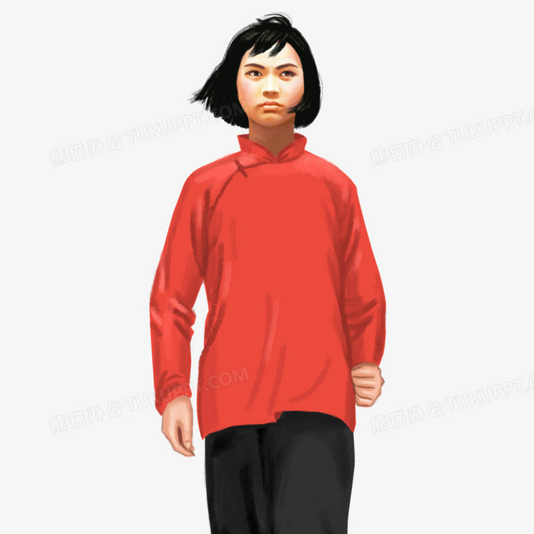 手绘刘胡兰历史革命人物素材