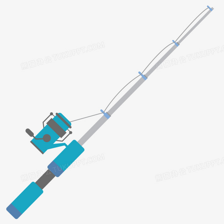 矢量卡通蓝色钓鱼工具钓鱼竿PNG图片素材下载_蓝色PNG_熊猫办公