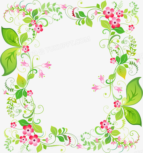 春天清新花环边框