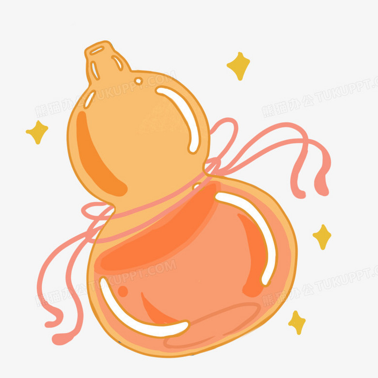 手绘的黄色酒葫芦素材