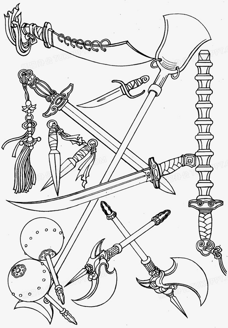 古代十八般兵器简笔画图片