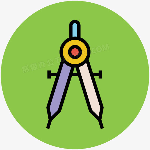 本作品全称为《彩色卡通风圆形学生文具圆规创意元素》,在整个配色上