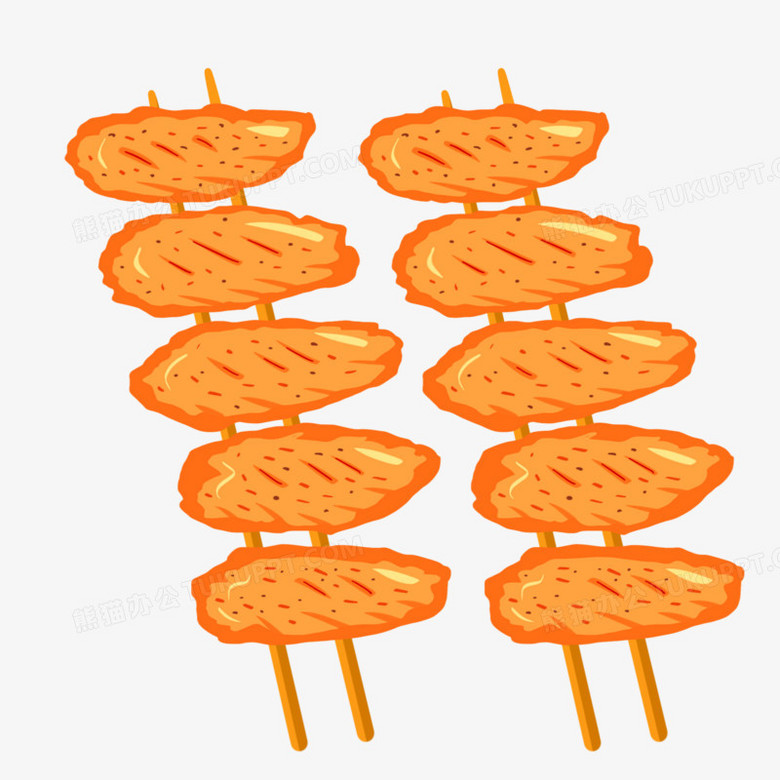 卡通手绘鸡翅串串元素