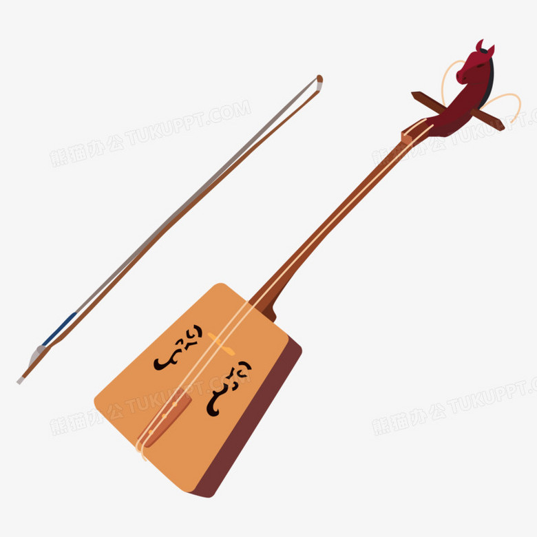 本作品全称为《卡通风演奏乐器马头琴元素》,使用adobe illustrator