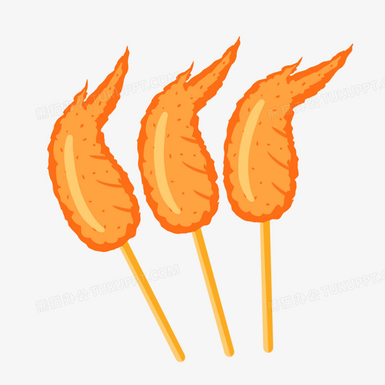 本作品全称为《卡通手绘三串烤鸡翅膀元素》,使用 adobe photoshop cc