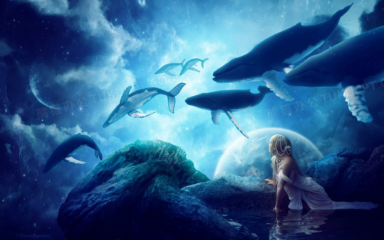 鲸鱼梦幻海底世界png图片素材下载_世界png_熊猫办公