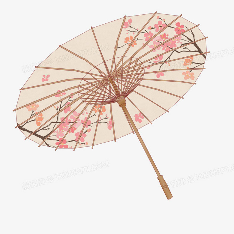 手绘的古风梅花油纸伞免抠元素