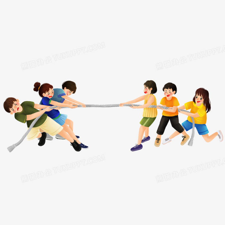 卡通手绘拔河比赛场景免抠素材