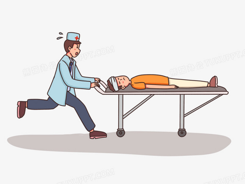 手绘卡通医生抢救病人免抠素材