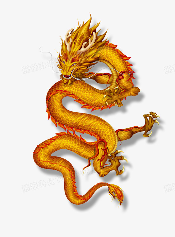 本作品全称为《金色中国风精美的尖爪爪黄金龙创意元素》,在整个配色