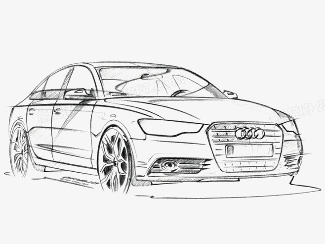 奥迪汽车线稿