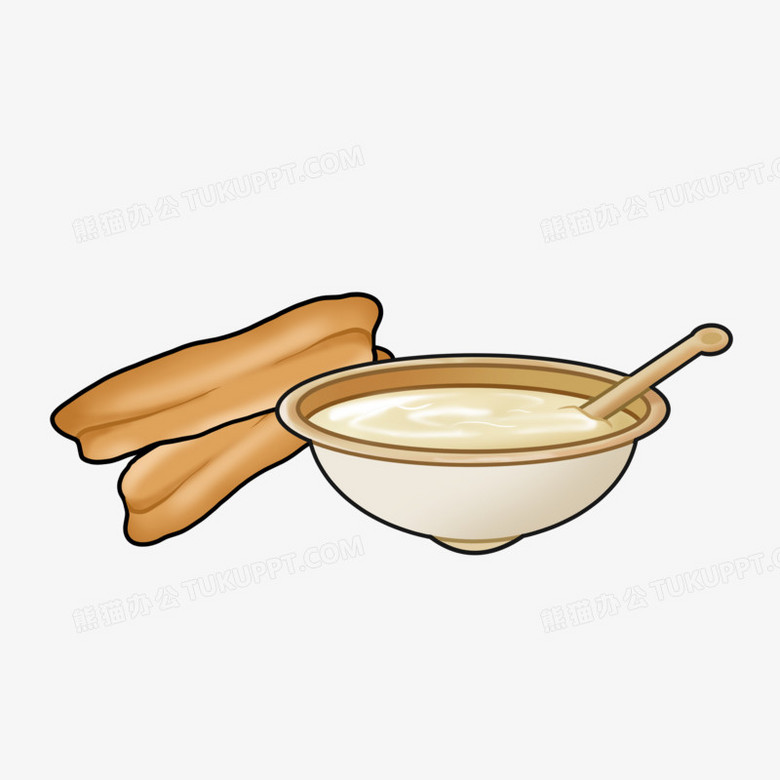 手绘豆浆油条免抠素材