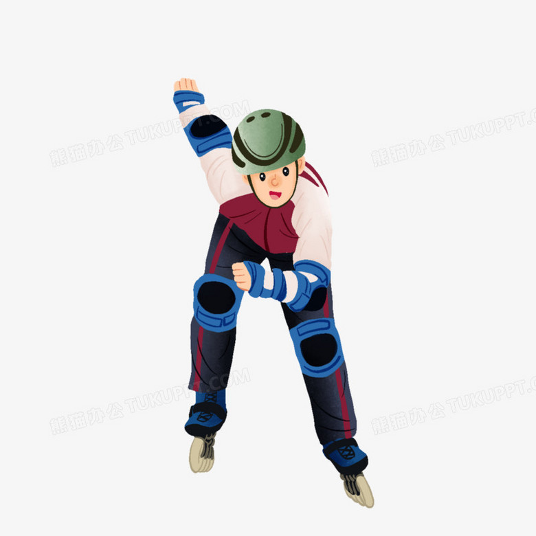 卡通手绘轮滑男孩免抠元素