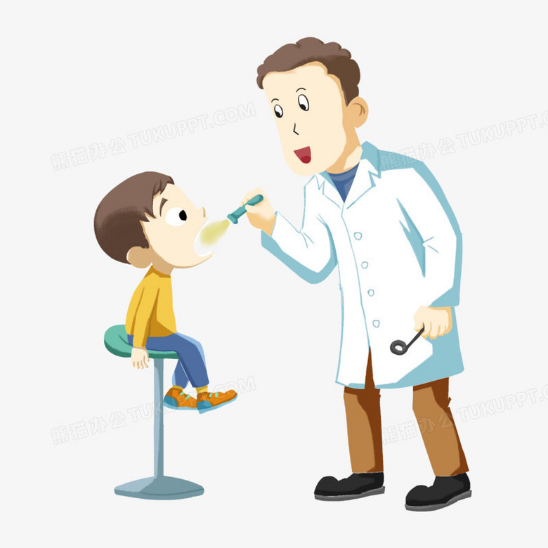 手绘看牙医给小朋友看牙齿免抠元素