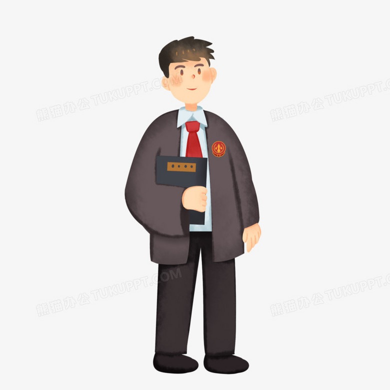 卡通手绘男律师免抠元素