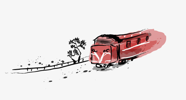 手绘火车