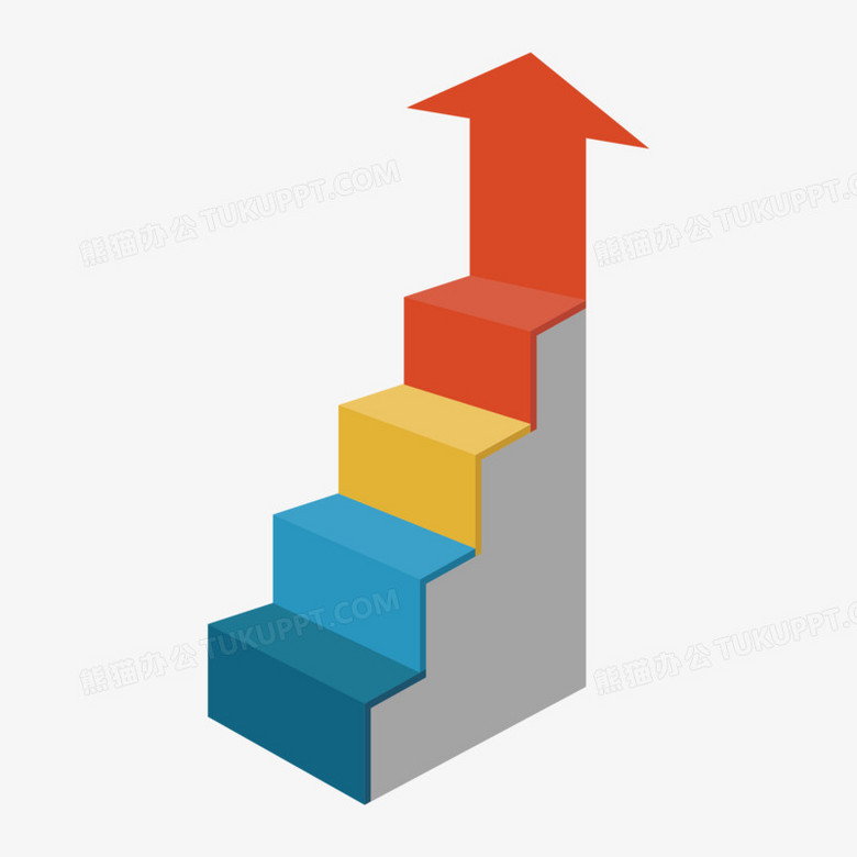 扁平风彩色上升立体的阶梯免抠ppt元素png图片素材下载阶梯png熊猫办公