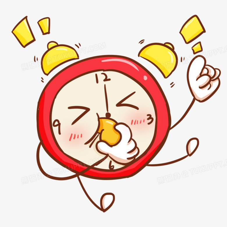 卡通手绘闹钟拟人元素