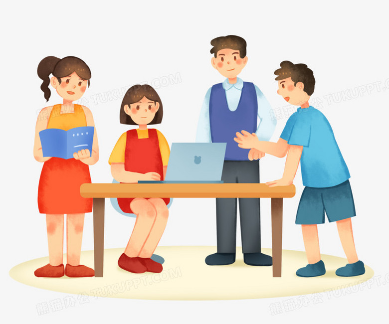手绘卡通无领导小组讨论免抠素材