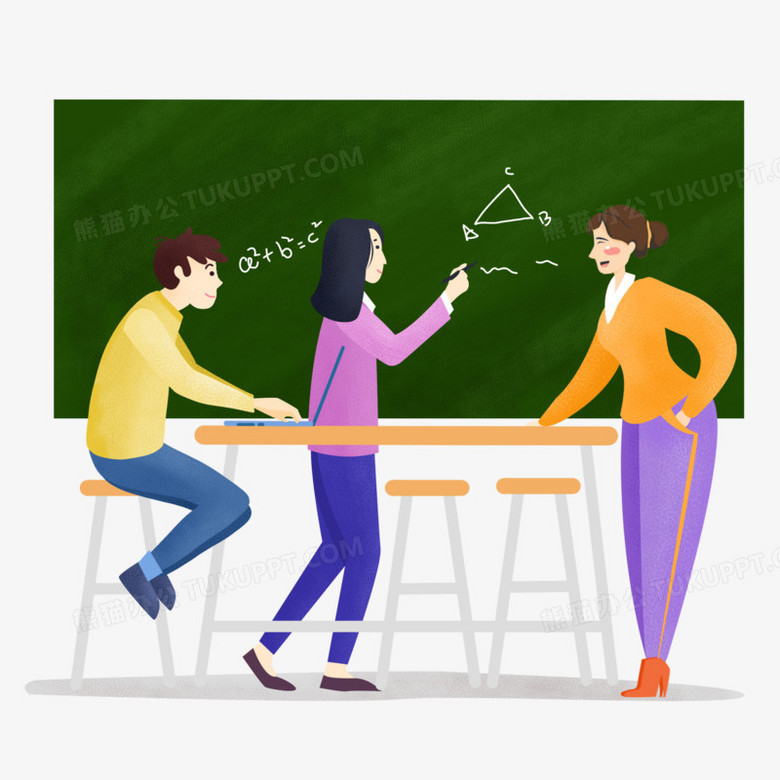 本作品全称为《彩色卡通风讨论题目的学生元素》,使用 adobe