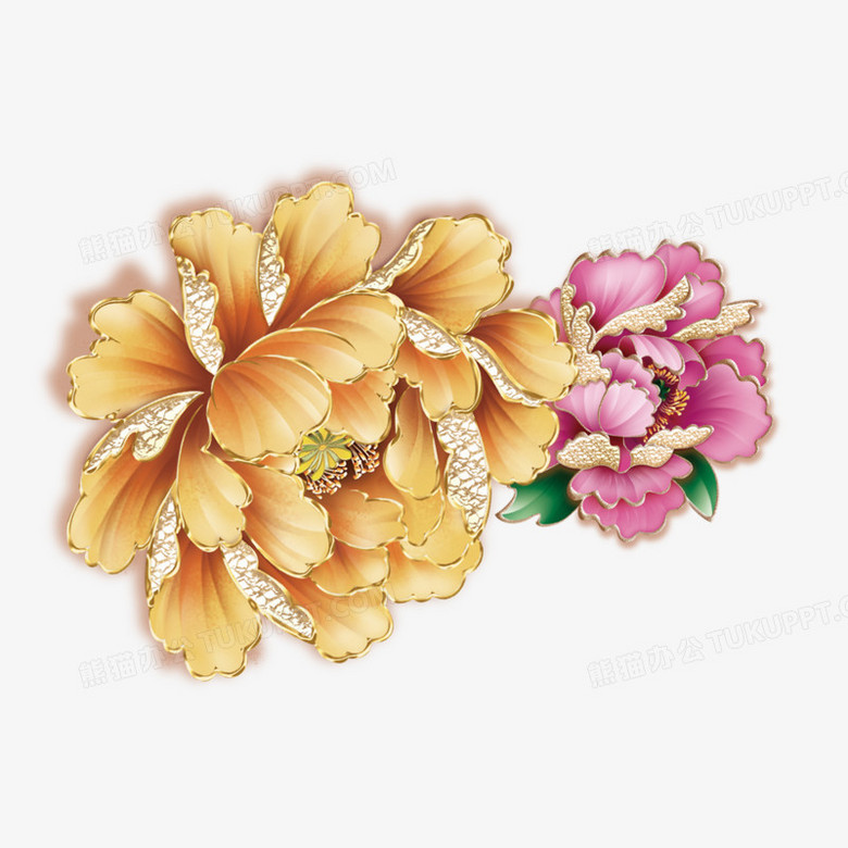 金色花朵png图片素材下载 花朵png 熊猫办公 金色花朵png图片素材下载 花朵png 熊猫办公