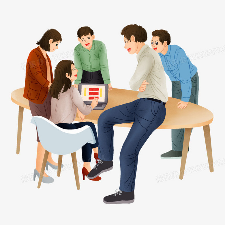 卡通手绘小组讨论场景元素PNG图片素材下载_手绘PNG_熊猫办公