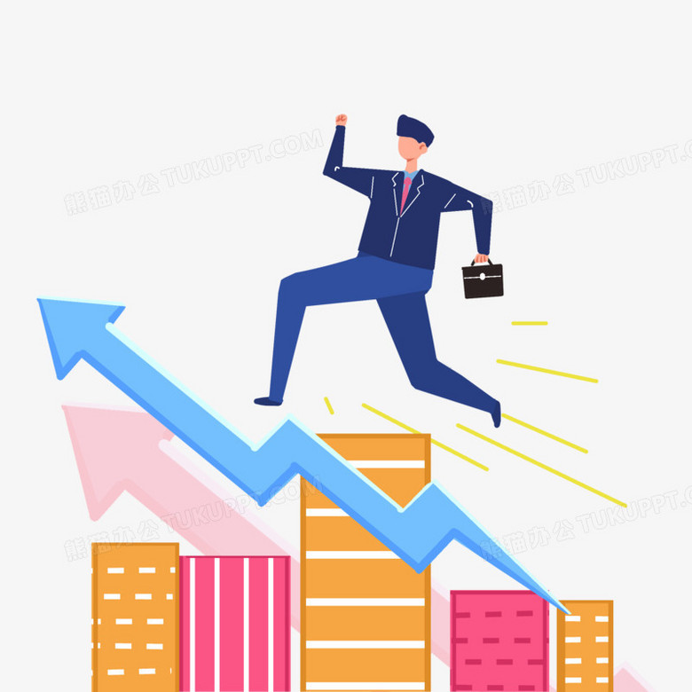 手绘销售业绩上升元素